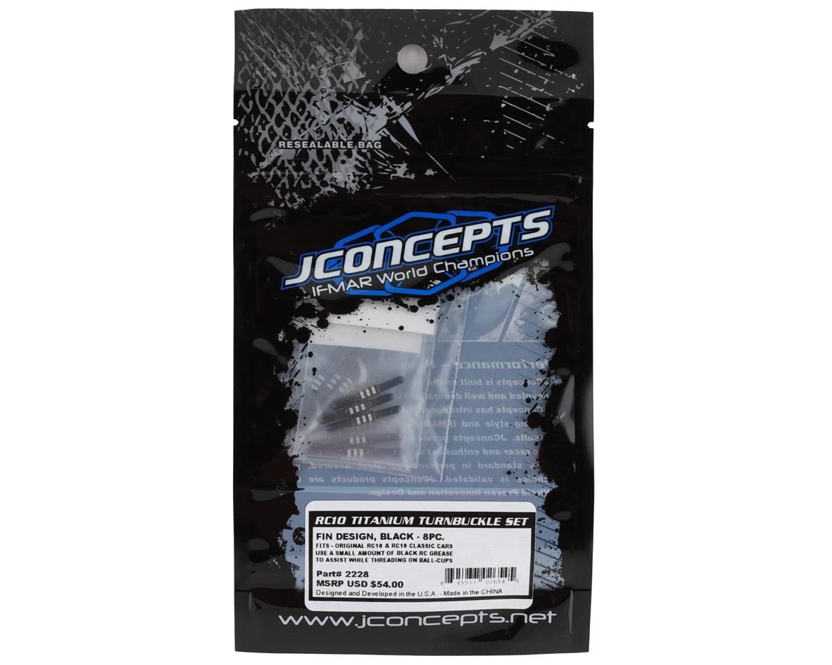 JConcepts RC10 Classic Fin Titanium Turnbuckle Set (8) (Black) 2 JConcepts RC10 Classic Fin Titanium Turnbuckle Set (8) (Black) - Image 2