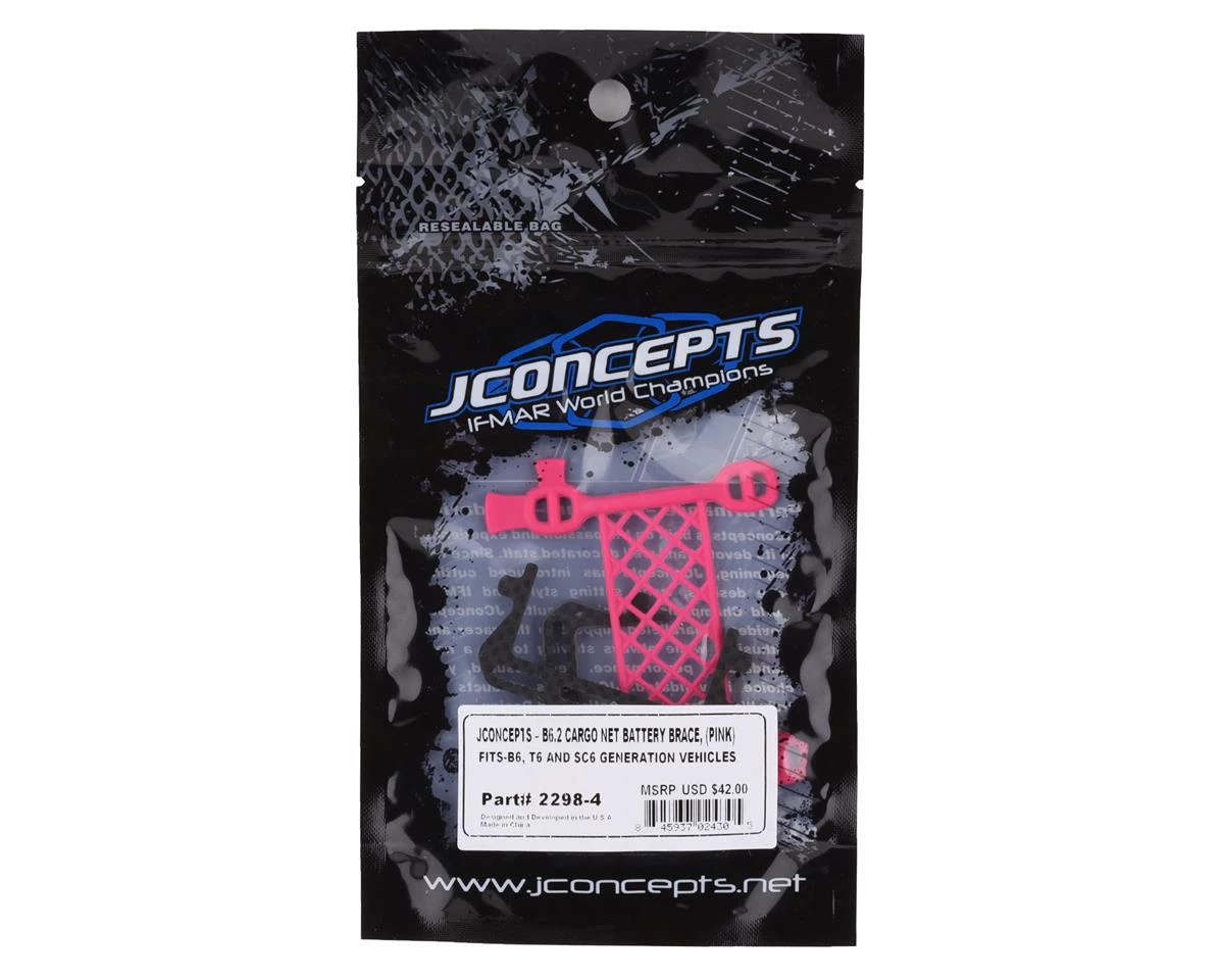 JConcepts B6.2 Cargo Net Battery Brace (Pink) 2 JConcepts B6.2 Cargo Net Battery Brace (Pink) - Image 2