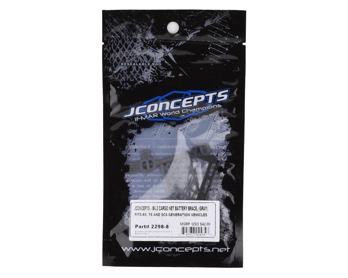 JConcepts B6.2 Cargo Net Battery Brace (Grey) 2 JConcepts B6.2 Cargo Net Battery Brace (Grey) - Image 2