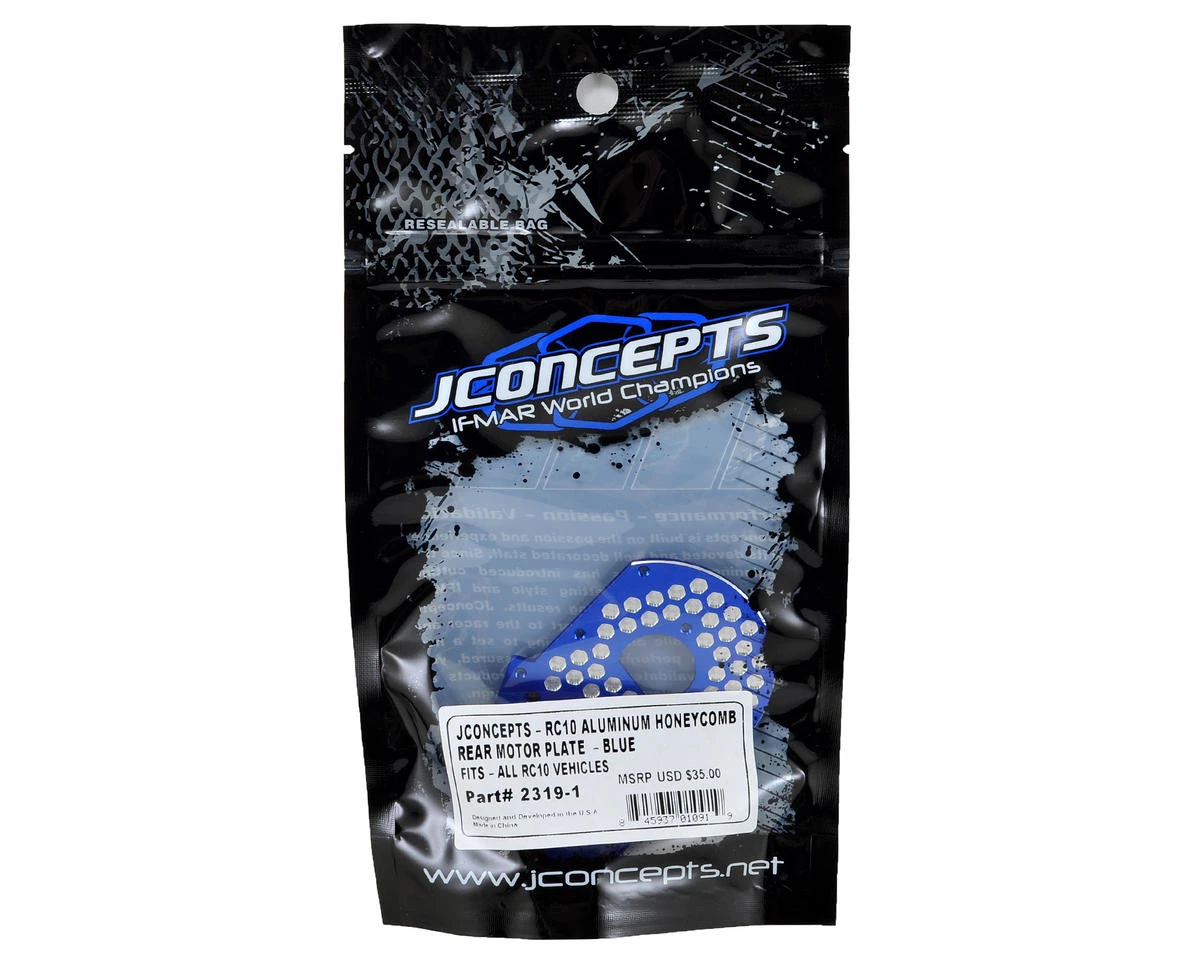 JConcepts RC10 Classic Aluminum Honeycomb Rear Motor Plate (Blue) 2 JConcepts RC10 Classic Aluminum Honeycomb Rear Motor Plate (Blue) - Image 2