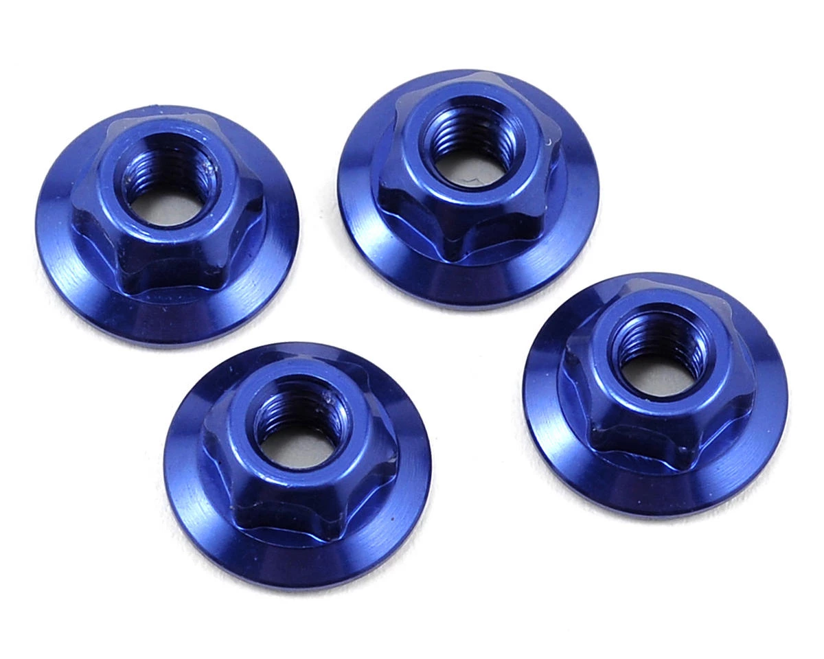 JConcepts 4mm Large Flange Serrated Locking Wheel Nut Set (4) (Blue) 1 JConcepts 4mm Large Flange Serrated Locking Wheel Nut Set (4) (Blue)