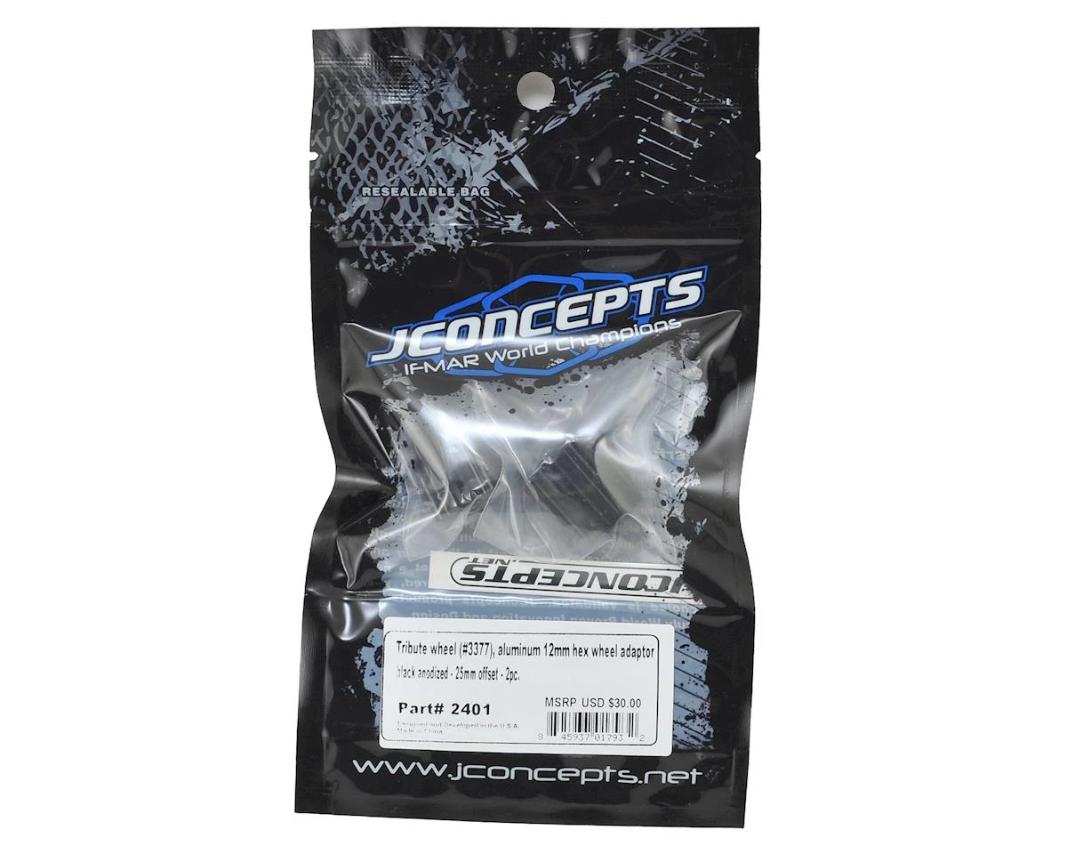 JConcepts Tribute 12mm Aluminum Hex Adaptor (Black) (2) (25mm Offset) 2 JConcepts Tribute 12mm Aluminum Hex Adaptor (Black) (2) (25mm Offset) - Image 2