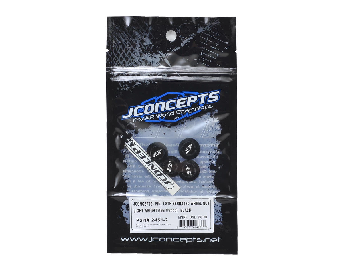 JConcepts Fin 17mm 1/8th Serrated Light Weight Wheel Nut (Black) (4) 2 JConcepts Fin 17mm 1/8th Serrated Light Weight Wheel Nut (Black) (4) - Image 2