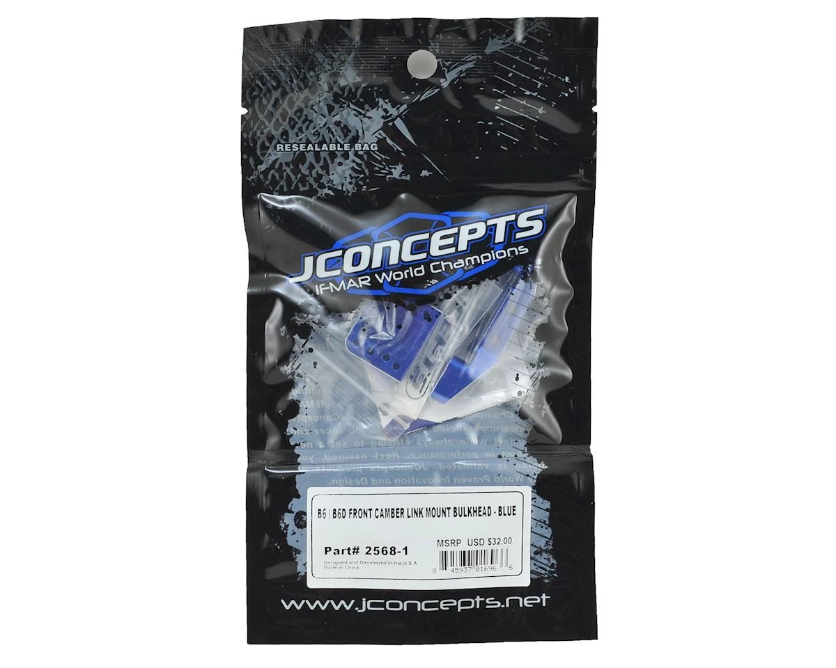 JConcepts B6/B6D Aluminum Front Camber Link Mount Bulkhead (Blue) 2 JConcepts B6/B6D Aluminum Front Camber Link Mount Bulkhead (Blue) - Image 2