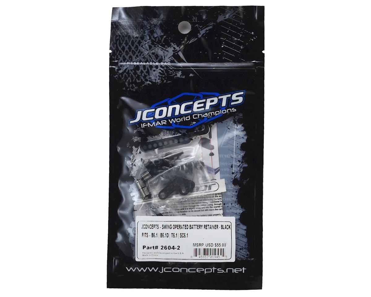 JConcepts B6.1 Swing Operated Battery Retainer Set (Black) 2 JConcepts B6.1 Swing Operated Battery Retainer Set (Black) - Image 2