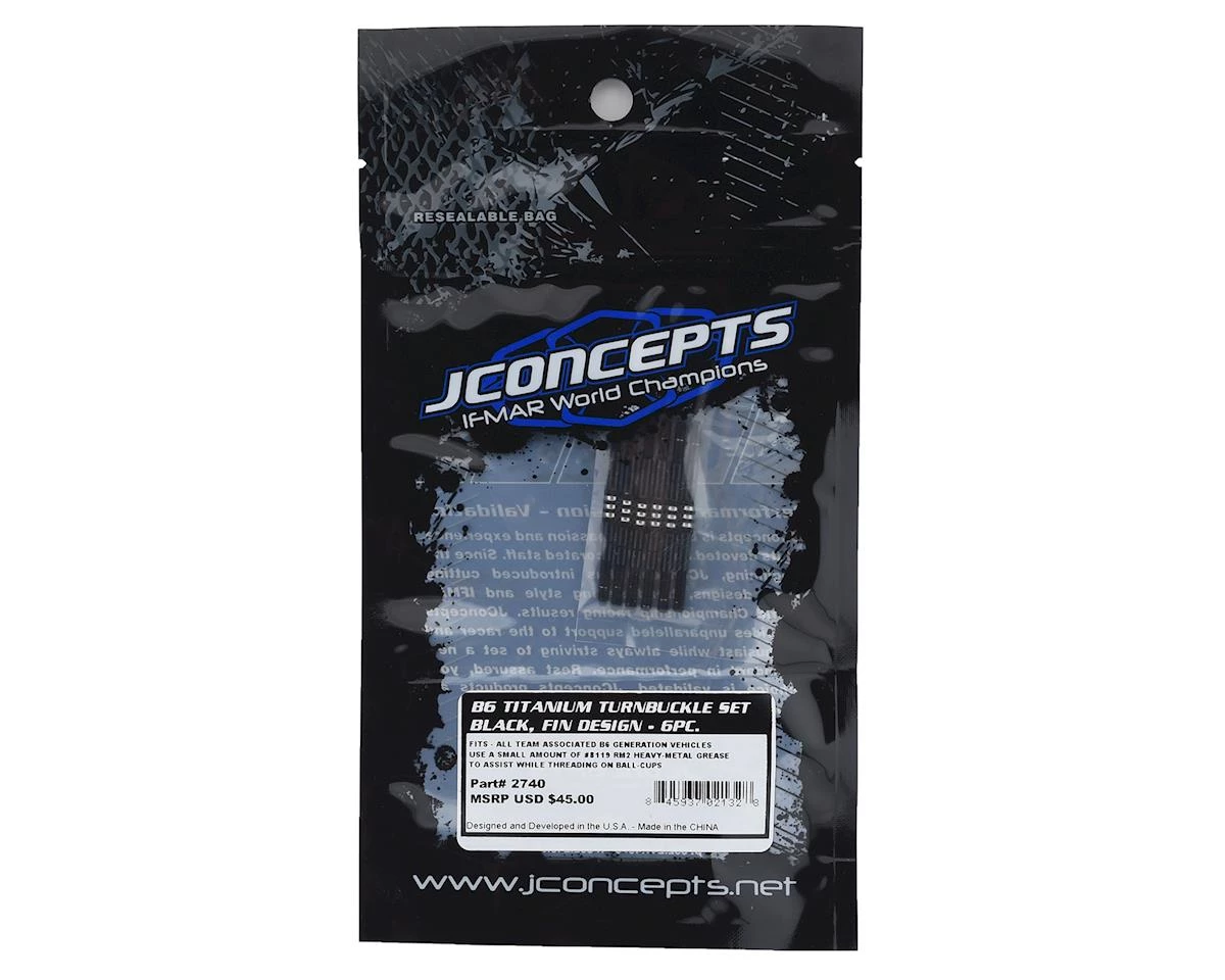 JConcepts B6/B6D Fin Titanium Turnbuckle Set (Black) (6) 2 JConcepts B6/B6D Fin Titanium Turnbuckle Set (Black) (6) - Image 2