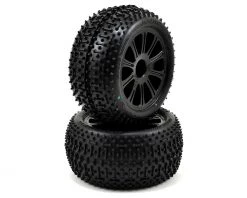 JConcepts 1/16 E-Revo Pre-Mounted Goose Bumps w/Rulux Wheels (2) (Black) (Green)