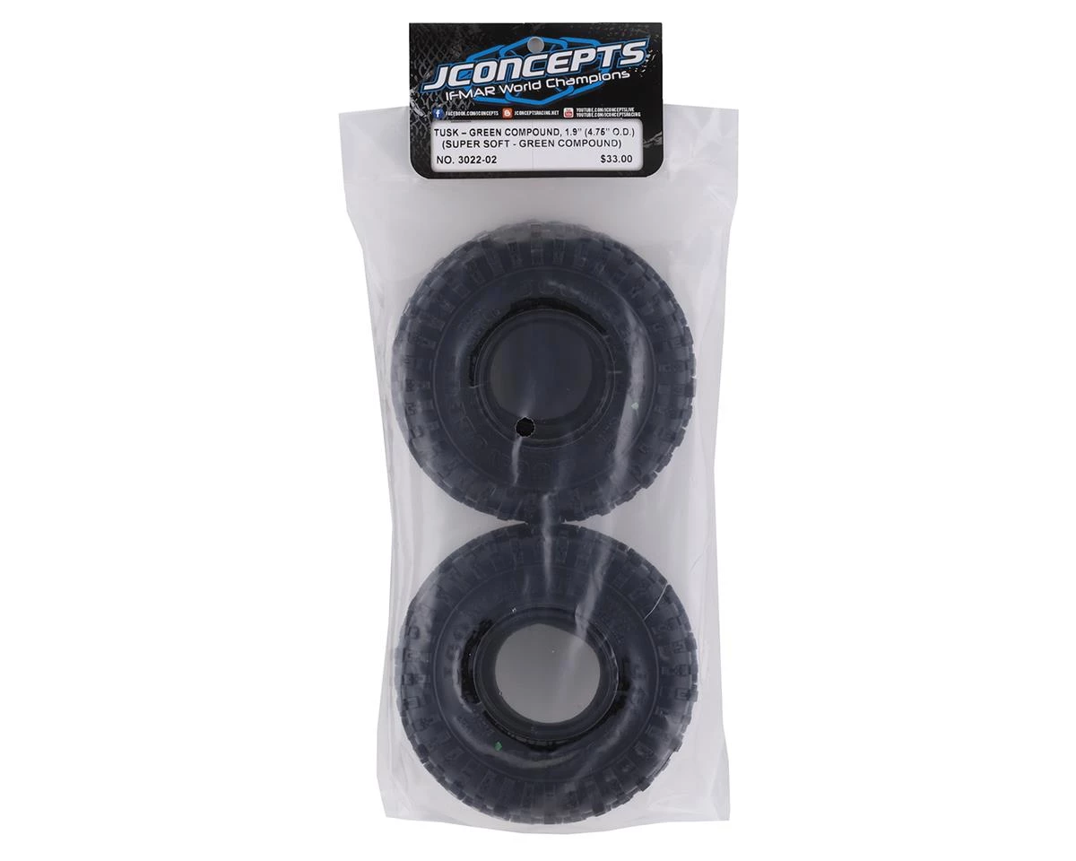 JConcepts Tusk 1.9" Performance Class 2 All Terrain Crawler Tires (2) (Green) 2 JConcepts Tusk 1.9" Performance Class 2 All Terrain Crawler Tires (2) (Green) - Image 2