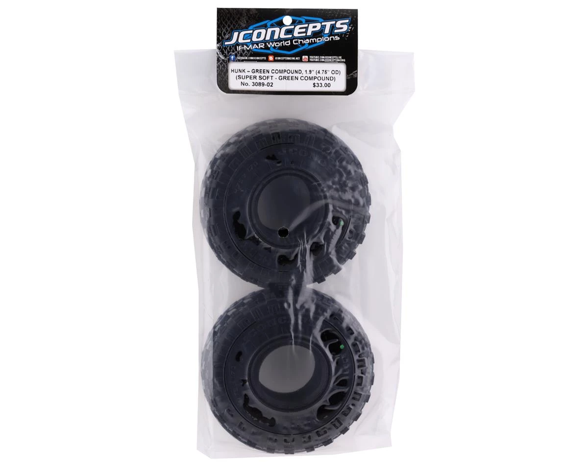 JConcepts Hunk 1.9" Performance Class 2 All Terrain Crawler Tires (2) (Green) 2 JConcepts Hunk 1.9" Performance Class 2 All Terrain Crawler Tires (2) (Green) - Image 2