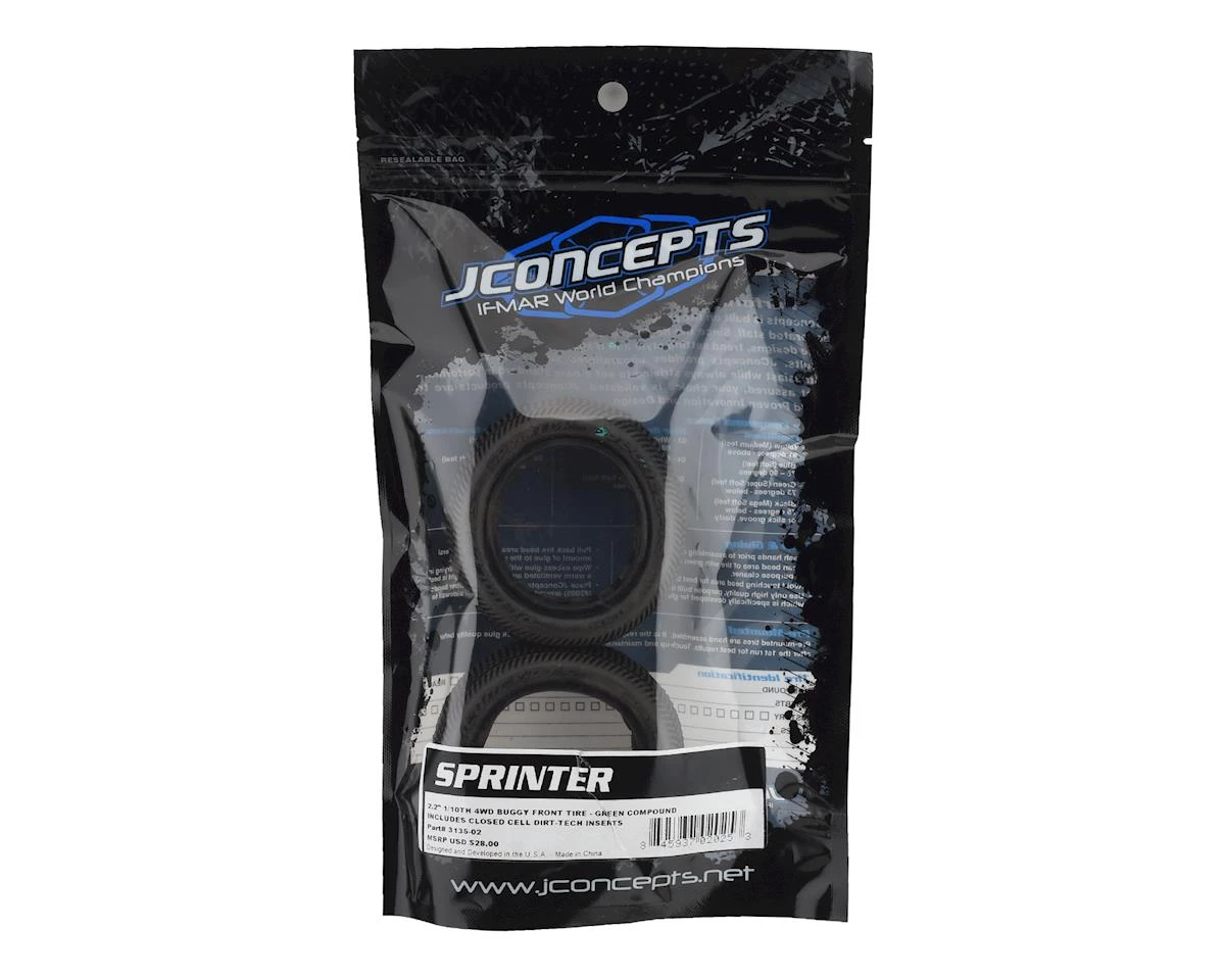 JConcepts Sprinter 2.2" 4WD 1/10 Front Buggy Dirt Oval Tires (2) (Green) 2 JConcepts Sprinter 2.2" 4WD 1/10 Front Buggy Dirt Oval Tires (2) (Green) - Image 2