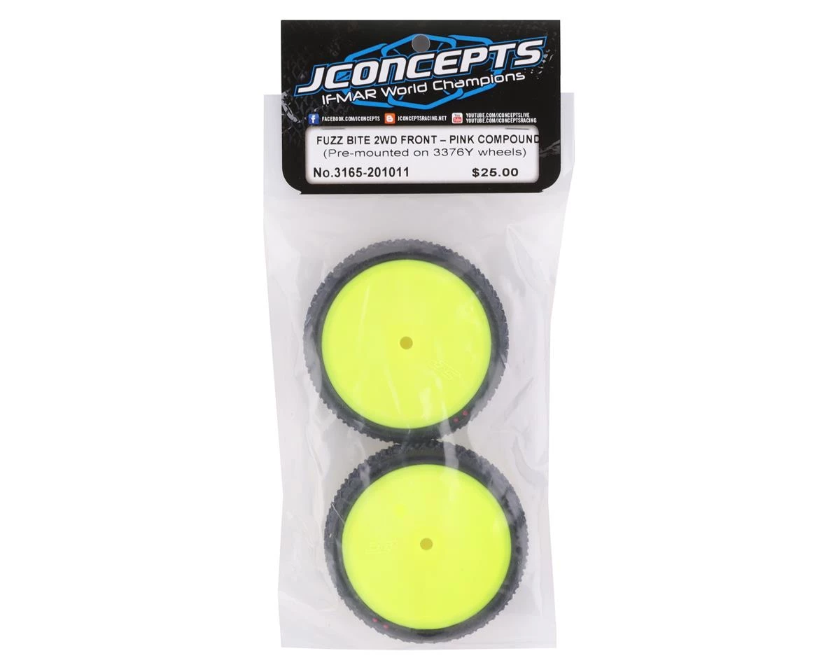 JConcepts Fuzz Bite LP 2.2 Mounted 2WD Front Buggy Tire (Yellow) (2) (Pink) (Carpet) w/12mm Hex 3 JConcepts Fuzz Bite LP 2.2 Mounted 2WD Front Buggy Tire (Yellow) (2) (Pink) (Carpet) w/12mm Hex - Image 3