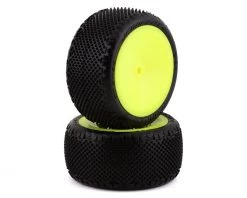 JConcepts Pin Swag 2.2" Pre-Mounted Rear Buggy Carpet Tires (Yellow) (2) (Pink) w/12mm Hex