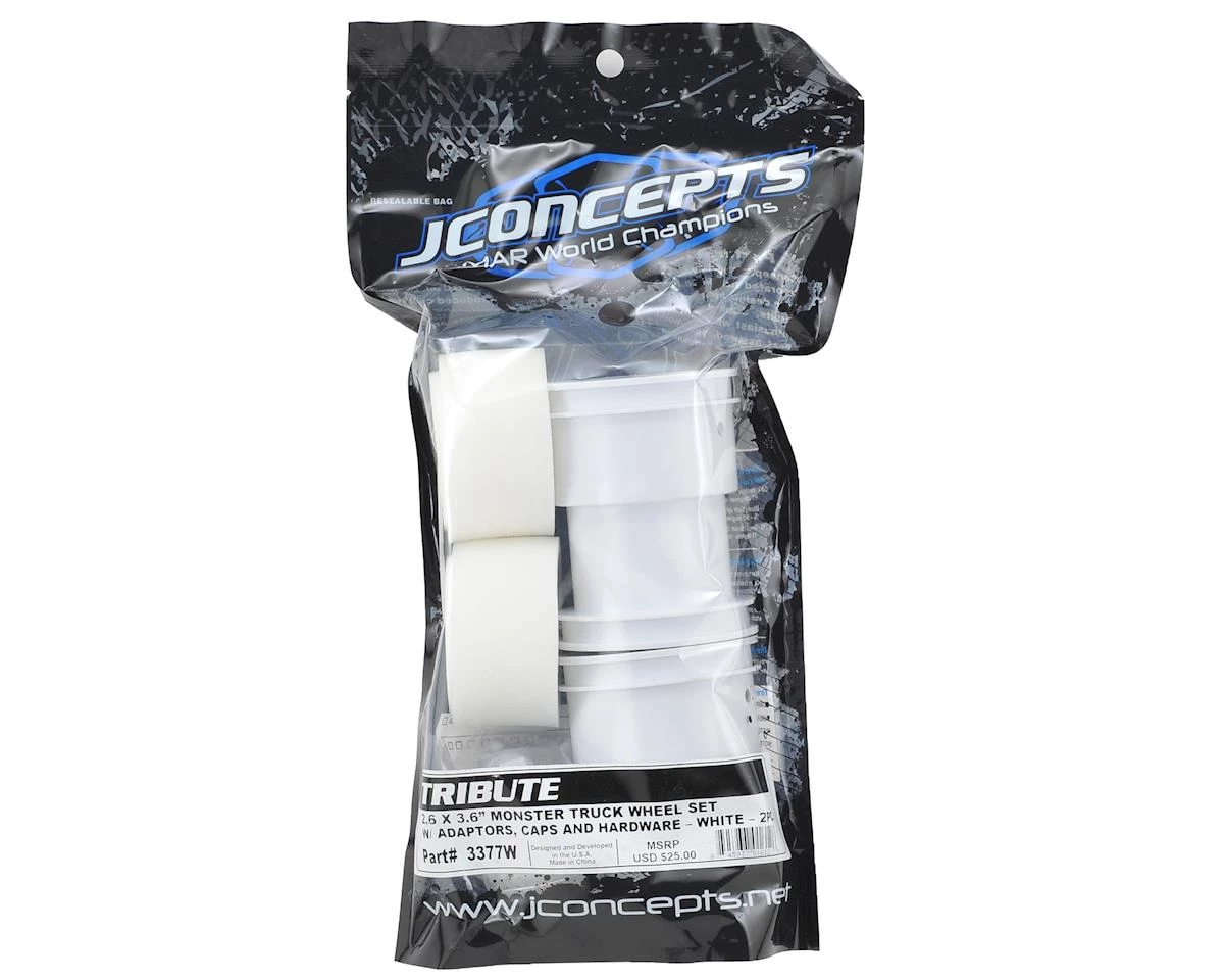 JConcepts Tribute 2.6 x 3.6" Monster Truck Wheel (White) (2) 5 JConcepts Tribute 2.6 x 3.6" Monster Truck Wheel (White) (2) - Image 5