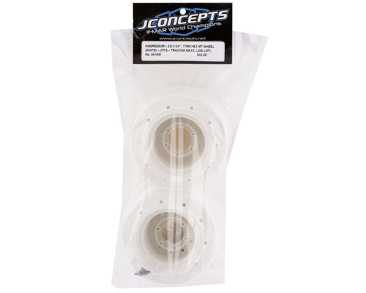 JConcepts Aggressor 2.6x3.6" Monster Truck Wheel (White) (2) w/17mm Hex 4 JConcepts Aggressor 2.6x3.6" Monster Truck Wheel (White) (2) w/17mm Hex - Image 4